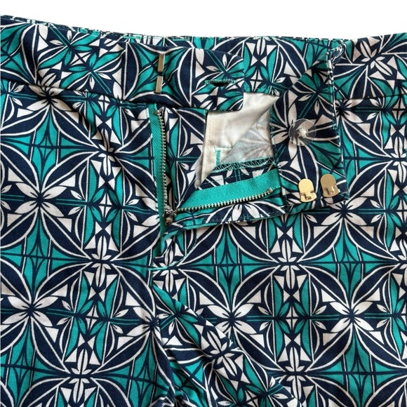 Stylus Island Teal Geometric Retro Flat Front Shorts 3.5 inch Inseam size 10 - Picture 3 of 6